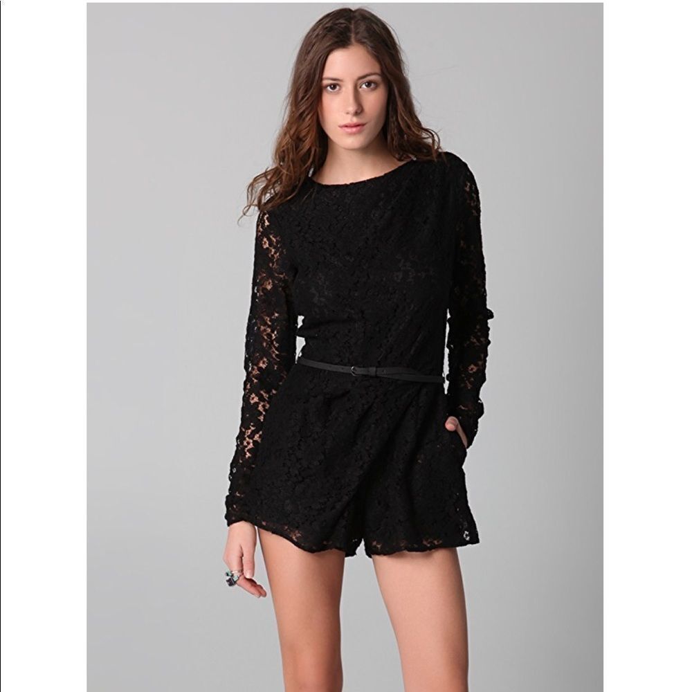 Dolce Vita Jaiden Black Lace Shorts Romper Black